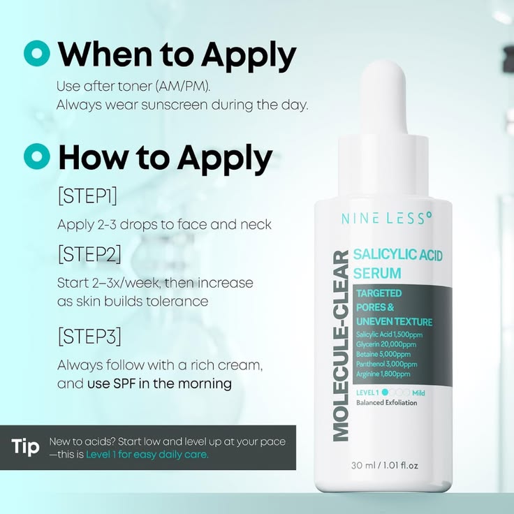 NINELESS MOLECULE-CLEAR Salicylic Acid Serum - 30ml - Lymo Maroc