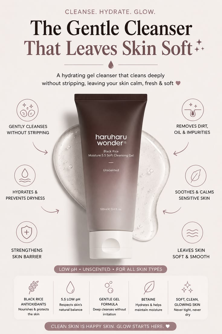 Haruharu Wonder Black Rice Moisture 5.5 Soft Cleansing Gel - 100ml - Lymo Maroc